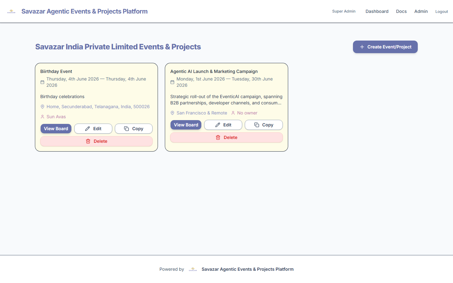 Event Dashboard